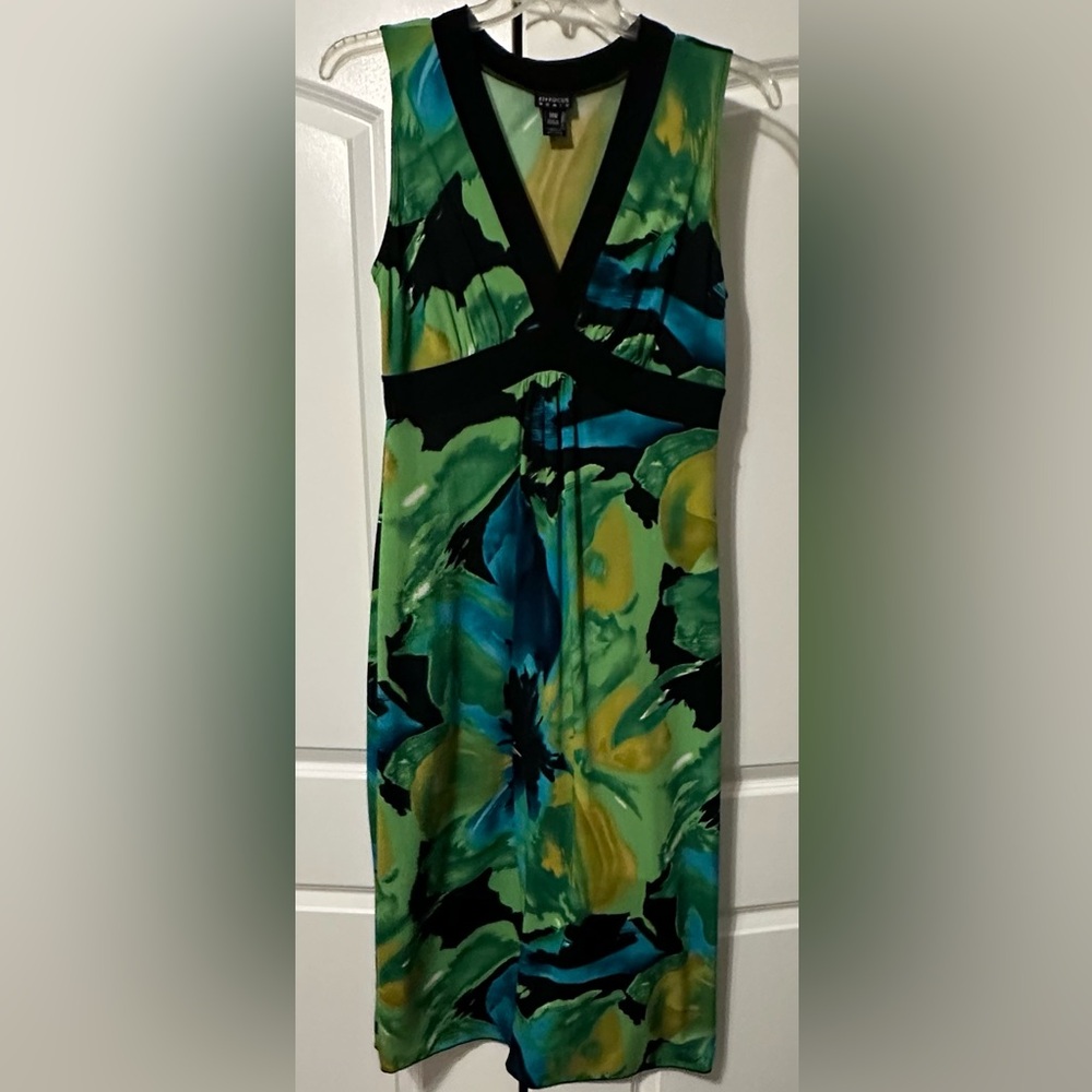 EnFocus Women-Floral Black/Blue/Green/Yellow-Maxi Dress-Size 14W-Worn Once - Picture 7 of 10